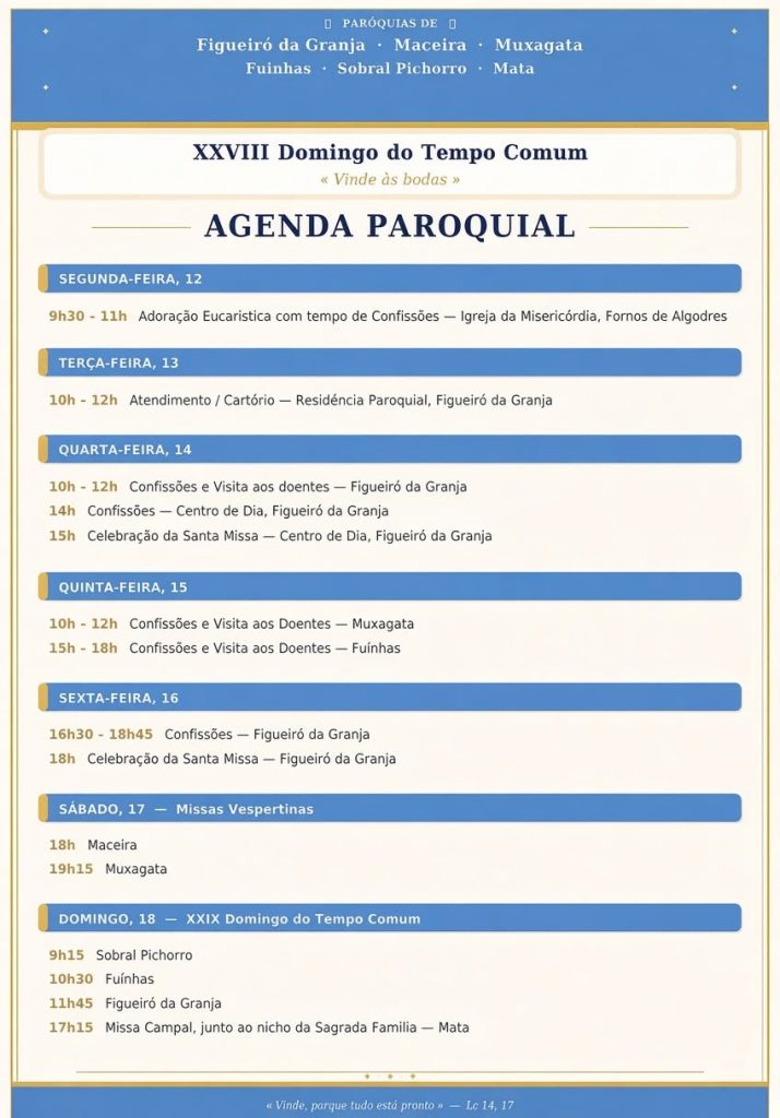 Agenda-Paroquial-714x1024 Avisos e Liturgia do XXVIII Domingo do TEMPO COMUM – ano A